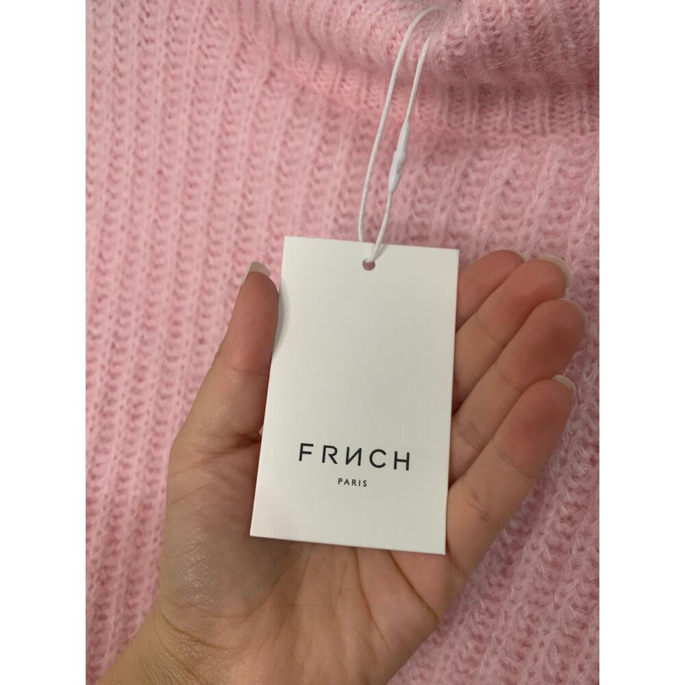 FRNCH Mock Neck LIGHT PINK ribbed Sweater size S/M NWT $94 - Picture 6 of 6